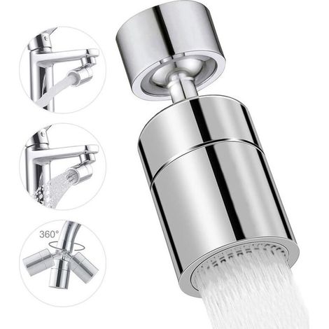 Argent,Aérateur de Robinet, 360° Pivotant Embout Robinet Cuisine, 2 Modes Mousseur Robinet Economie Eau, Pour Robinet Pour éviers de Cuisine Salle de Bain lavabo (1/4)