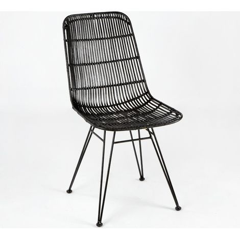 Chaise osier noir et pieds métal noir Gael (1/3)