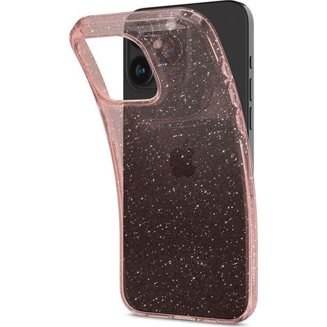 Funda para iPhone 15 Pro Max con purpurina de cristal líquido - Rosa transparente (1/5)