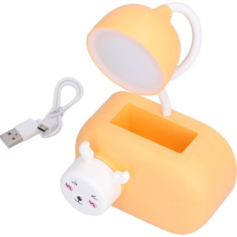 Multifunktionale LED-Schreibtischlampe mit Reh-Motiv, Anspitzer und USB-Kabel für Schlafzimmer, Büro oder Arbeitszimmer – Orange (1/5)