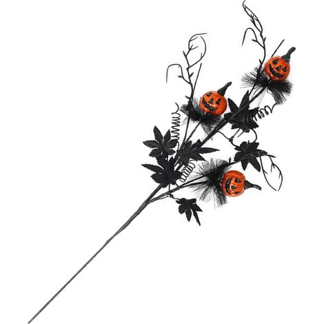 Bouquet floral de citrouilles noires réalistes pour décoration de fête d'Halloween, tige flexible pour enfants, décorations de citrouilles noires réalistes (1/5)