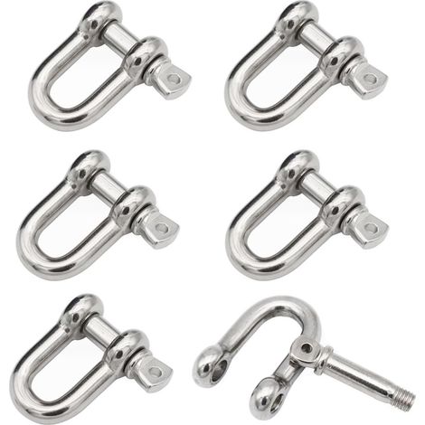 6 Pièces Manille M8 Manille Inox 304 Manille D'ancre Manille D'anneau de D de Chaîne Manille Boucle Manille Droite Manille de Levage pour Connexion Rapide et Manilles Fixes (1/5)