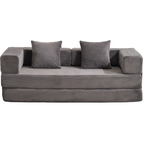 Sofá cama plegable de suelo en tejido de pana gris oscuro HOMVRA (1/5)