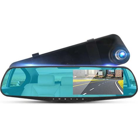 Cámara de Salpicadero con Espejo Retrovisor, Pantalla de 4,3 Pulgadas, HD 1080p, Cámara Dual de Visión Trasera, Grabadora de Coche, Tecnología WDR, Detección de Movimiento, Sensor G, Grabación en Bucl (1/5)