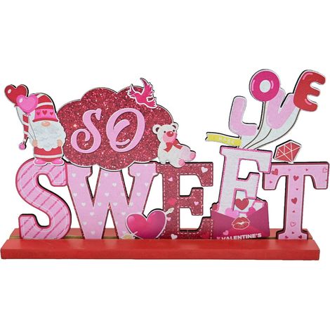 Ornement En Bois Fait-main - Décoration De Bureau Pour La Saint-Valentin - Idéal Pour Étagère Ou Table - 1 Pièce (1/5)