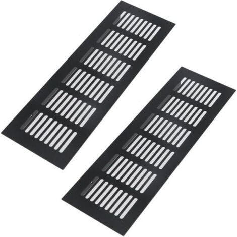 Grilles de ventilation pour sols, armoires, murs et plafonds - Grilles robustes en aluminium antirouille, lot de 2, noires, profil 80250 mm (1/4)