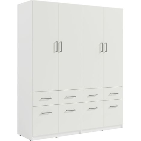 Kleiderschrank 4-türig, 181cm breit, weiß, TRIEST-166 (1/4)