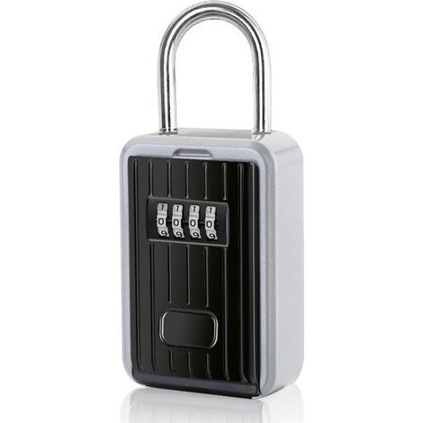 Secure Wall-Mounted Key Box with 4-Digit Combination Lock, Extra Large Outdoor Key Safe with Handle (Black) (1/5)