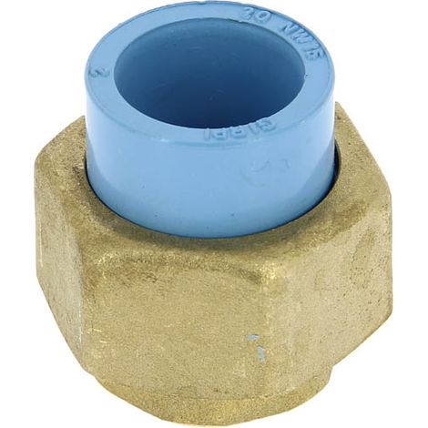 Union 3 pièces PVC bleu air comprimé femelle 15-21 Ø20