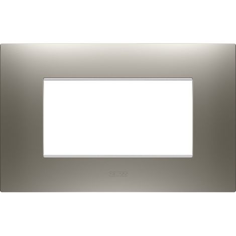 PLAQUE EGO RECTANGULAIRE 4P ACIER GEWISS GW16004ST (1/2)