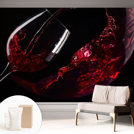 Papier peint intissé décoratif pour salon chambre et cuisine Facile à poser avec colle Vin rouge 312x219 cm (1/5)