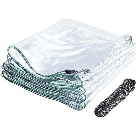 Waterproof Transparent Tarpaulin 420g/m², PVC Tarpaulin with Eyelets Thickness 0.3 mm, Anti-UV, Suitable for Terraces, Gazebos, Garden Furniture, Camping and Tents 1 x 2 m (1/3)