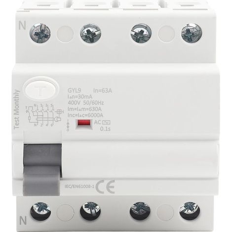 Disjoncteur différentiel 63A 4P 400VAC GYL9 - Sécurité électrique et protection des circuits (1/5)