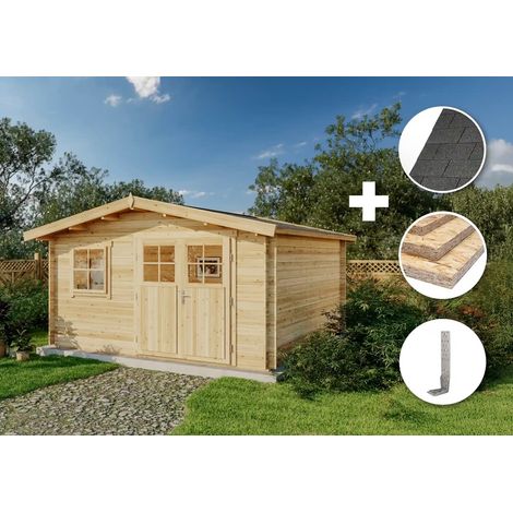 Alpholz ECO Set - Gartenhaus Valeria-28 Gartenhaus aus Holz, Holzhaus mit 28 mm Wandstärke Blockbohlenhaus (1/4)