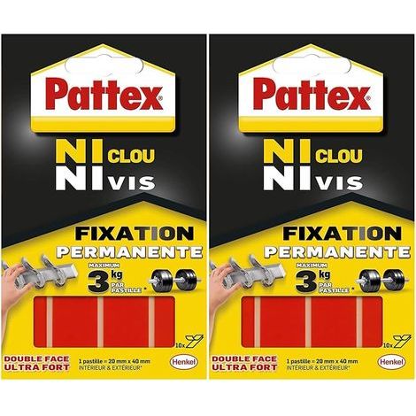 20 Pastilles Adhésives Double Face, Fixation Permanente 3kg, Pour Bois Métal Pierre, Intérieur Extérieur (1/3)