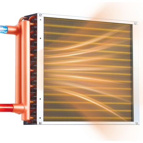 VEVOR Scambiatore di Calore Acqua-Aria 356 x 356 mm, Serpentina HVAC con Tubi in Rame e Alette in Alluminio, Fino a 65K BTU, per Riscaldamento Idronico, Caldaie a Legna e Sistemi di Raffreddamento (1/5)