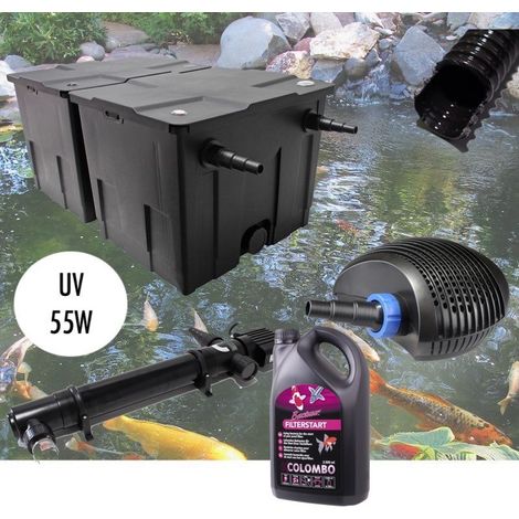 Kit Filtration Bassin Complet, UV 55W,+ Bactéries 2500 ml Pour Bassins De Jardin De 30000 L (1/5)