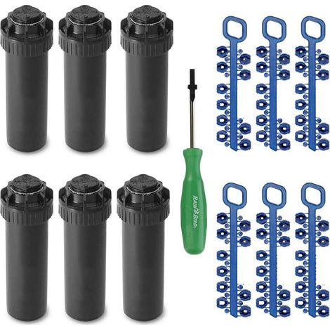 Compatible Rain Bird 5000 Série 5004 PC Lot de 6 têtes d'arrosage réglables de 40 à 360 degrés, système d'irrigation escamotable de 10,6 cm, Distance de pulvérisation d'eau de 75 à 150 cm (Y54007) (1/4)