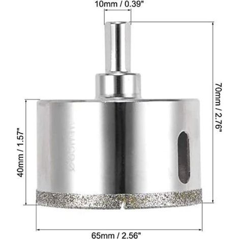 65-mm-Diamantbohrer, Glaslochsäge, Kernbohrer mit Zentrierspitze für Porzellan- und Glaskeramikfliesen (1/4)