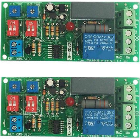 Relais temporisé à double cycle réglable avec répétition et interrupteur marche/arrêt, module de minuterie à boucle infinie, 2 pièces, AC 100V 110V 240V (1/5)