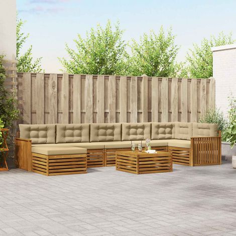 Outdoor-Sofagarnitur 8 pcs Natur und Beige Massivholz Akazie (1/5)