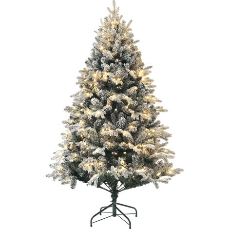 HOMCOM Albero di Natale 180cm con Luci LED e 793 Rami Innevati, Verde (1/5)