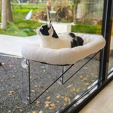 Couchette Fenetre Chat Zakkart, Metal Complet, Arriere, Peluche Grand, Ventouse, Solide, Animal (1/5)