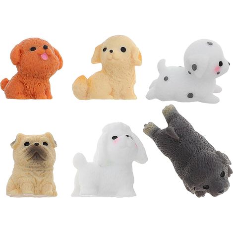 6 niedliche Mini Hundefiguren realistische Tierfiguren aus