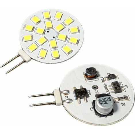 2 Pezzi Lampadina LED G4 Bispina 10V-30V DC AC 3W 12V e 24V 18 SMD 2835 D28mm, Disponibili 3000K 4000K 6000K  (Bianco Caldo 3000K)