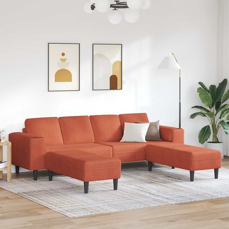 Sofa Rot-Orange 250 x 188 x 76 cm Cordstoff (1/5)