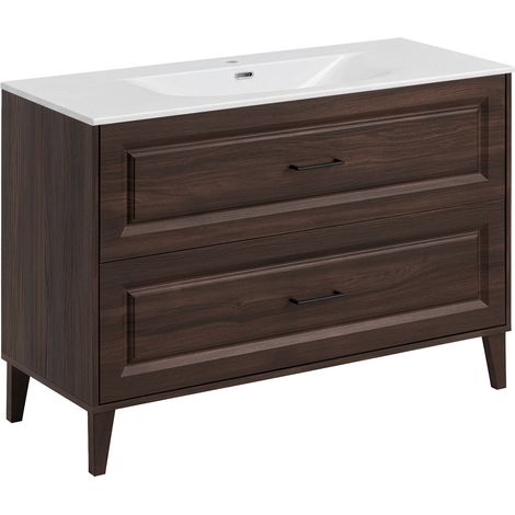 Mueble simple lavabo empotrado 120cm Moka Madera oscura (1/4)