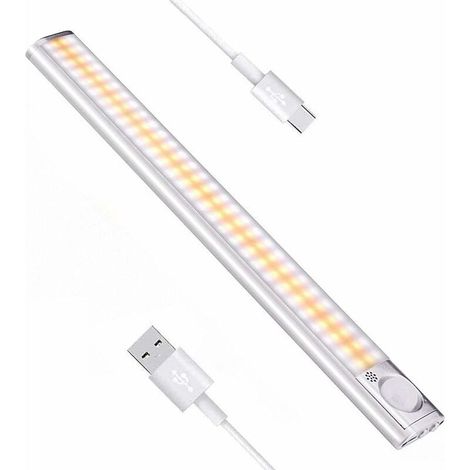 Lampe de Placard 160 LED Sans Fil, Reglette Led Cuisine, Eclairage LED Cuisine Sous Meuble, Lampe à Détecteur de Mouvement Veilleuse Charge USB pour Armoire, Escalier, Couloir De Salle Bain 56Vingt (1/5)