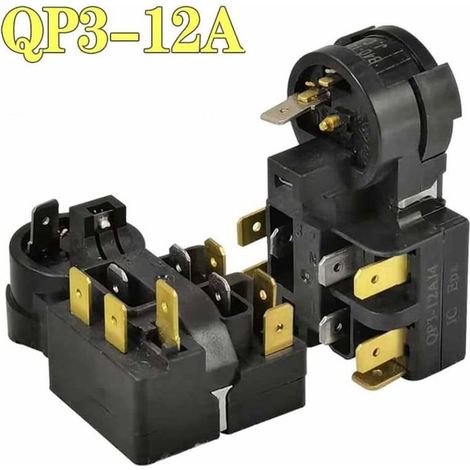 Relais de démarrage QP3-12A pour compresseur de démarreur de réfrigérateur, relais intégré, protection contre les surcharges et congélateur (1 pièce)