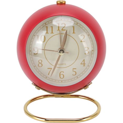 Jeffergarden Réveil rétro silencieux, décoratif, Base ronde, petit réveil à Quartz avec veilleuse d'ambiance pour chambre à coucher (1/5)