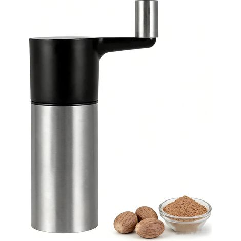 1 Moulin à noix de muscade, Acier inoxydable, Double roulement, Broyage fin, Compartiment 20g, Cuisine (1/5)