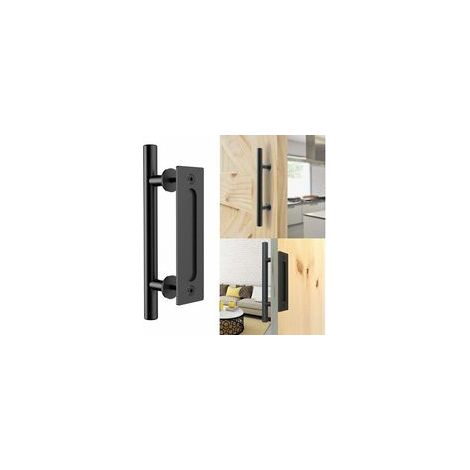 Tigrezy Rétro Poignée de Porte Coulissante Noir Aluminium Tirer et Rincer la Sets de poignées pour Porte Coulissante en Bois