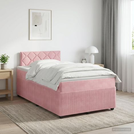 vidaXL Lit boxspring avec matelas Rose 120 x 190 cm Velours (1/5)