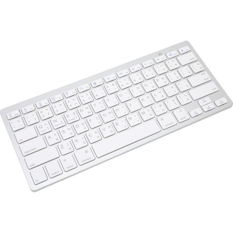Clavier bilingue anglais-thaïlandais sans fil, design mince et portable en argent et blanc
