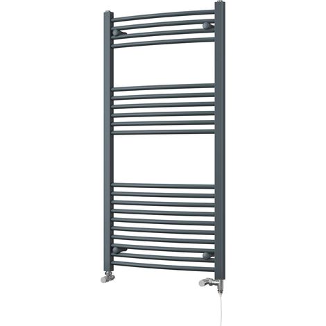 Zennor - Anthracite Dual Fuel Towel Rail H1200mm x W600mm Standard - Curved (1/3)