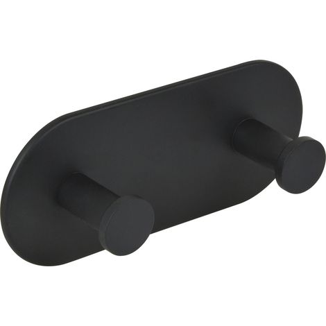 Technik-Team Kleiderhaken selbstklebend Demon Breite 120mm, Höhe 50mm - zweifach Klebehaken extra stark - Wandhaken, Stahl schwarz pulverbeschichtet (1/2)
