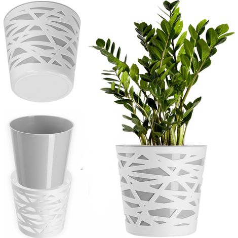 KADAX Blumentopf aus Kunststoff, Pflanztopf, rund, 13 cm, Grau