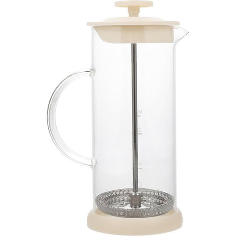 Mousseur à Lait Portatif Manuel 450ml en Matériau Synthétique Blanc, Facile à Laver, pour Mousse de Lait la Maison, Fêtes et Pique-niques