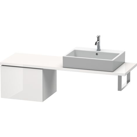 Duravit L-Cube Base pour console, largeur 520mm, profondeur 477mm, 1 tiroir, Coloris: Décor blanc brillant - LC582202222 (1/4)