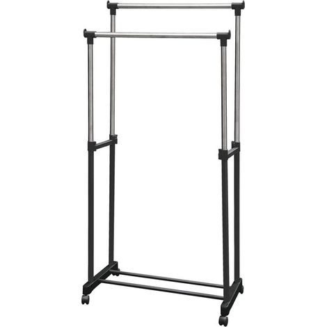 ® Kleiderstange,Kleiderständer stabil mit 1 Lagen Staufächer,Schwarz (1/5)