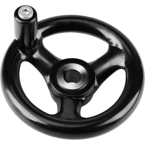 Volant en bakélite noire 12 mm x 100 mm à 3 rayons et poignée rotative pour tours et fraiseuses (1/5)