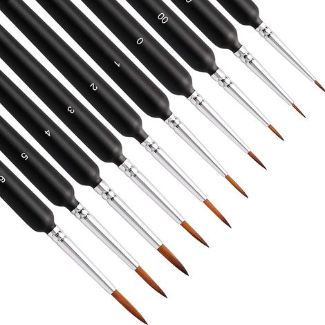 Brush Set - 90 Pieces Fine Detail Paint Brushes - Synthetic Bristles - For Acrylic Oil Watercolor Model Painting - 9 Tip Types - Includes Protective Tubes (1/5)