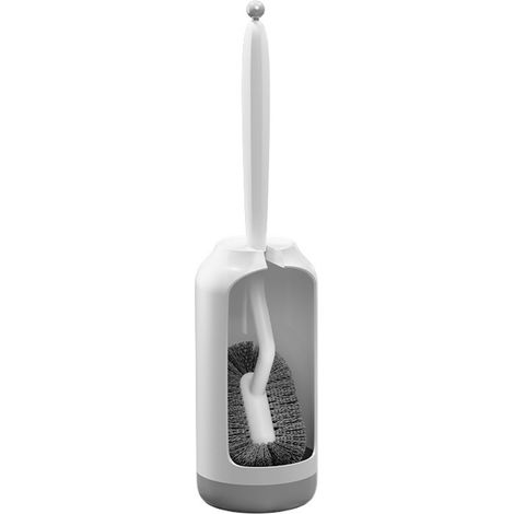 WC-Bürstenhalter-Set: Gebogenes Design mit Unterstützung für die gründliche Reinigung unter dem Rand – Kompakte und diskrete Bürste für kleine Räume – Modernes Badezimmerzubehör für kleine Badezimmer (1/5)