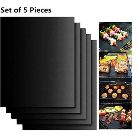 HONORNIC - 5pc Tapis de Cuisson pour Barbecue - BBQ Tapis 100% antiadhésif
