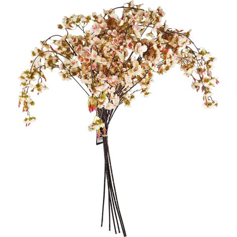 Pack of 6 x 110cm Natural Pink Trailing Cherry Blossom Stem Artificial (1/5)