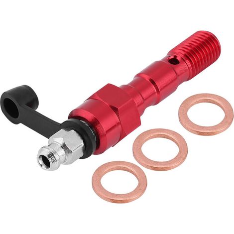 Vis d'étrier de frein de moto M10 1.25mm boulon Banjo rondelles de mamelon de purge capuchon anti-poussière rouge (1/5)